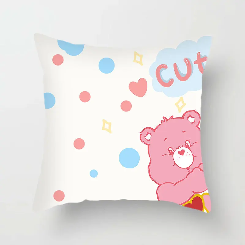 thumbnail image 1 of MINISO - Almohada para siesta de estudiante con diseño de oso cariñoso arcoíris, para sofá, sala de estar, respaldo, mesita de noche, funda de almohada con dibujos animados de oso cariñoso, bonito reg, 1 of 5