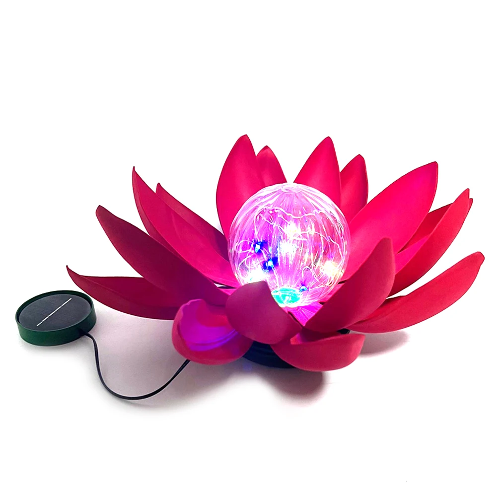 Artificial Lotus Shape Floating Pond Lamp Solar Floating Lotus Shape Water Surface Lantern Garden Pool Pond Fountain Decor