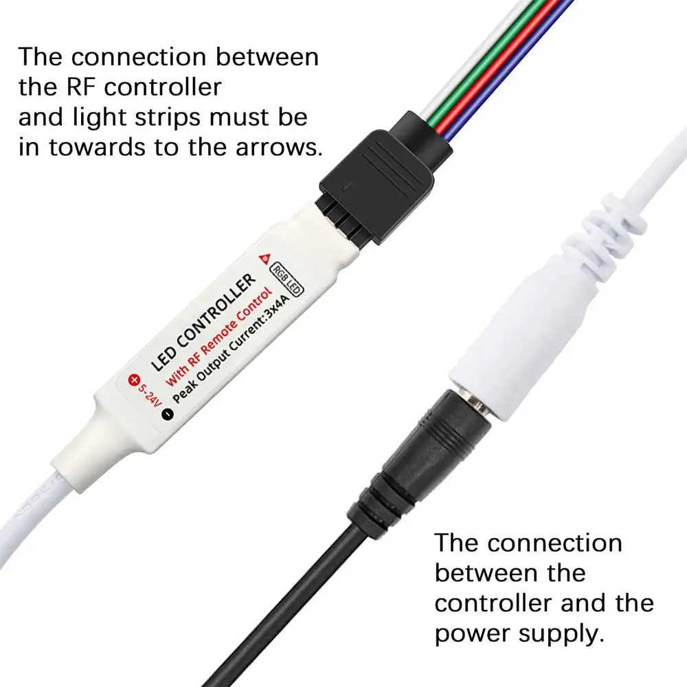 LED Strip Controller LED Dimmer Switch LED Dimmer Controller Smart Dimmer Switch Lamp Dimmer LED Strip Switch LED String Dimmer Power Cords Dimmer Switch DC5V-24V Mini Led RGB Remote Controlle RF17 keys RF Wireless Dimmer For LED Strip Lights 4 Pin Connection black White