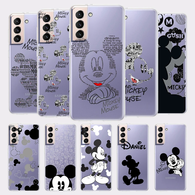 Custodia Per Telefono Disney White Mickey Mouse Per Samsung Galaxy S23 S22 S21 S20 Fe Ultra S10 Plus Lite Guscio In Silicone Trasparente Fundas