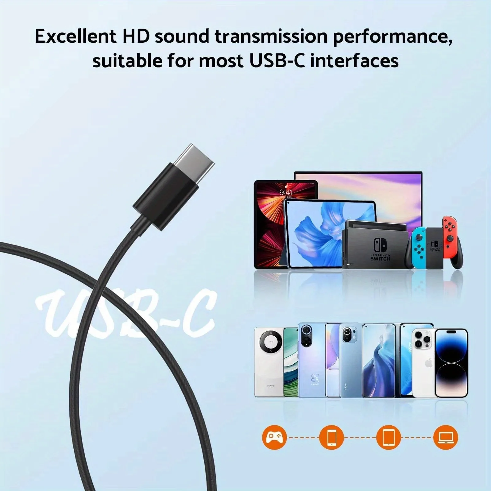 Wired Earphones 9D Stereo Type C&3.5mm Gaming Headsets In-ear Headphones HiFi Bass Earphones For Samsung Earbud In Mic Handsfree