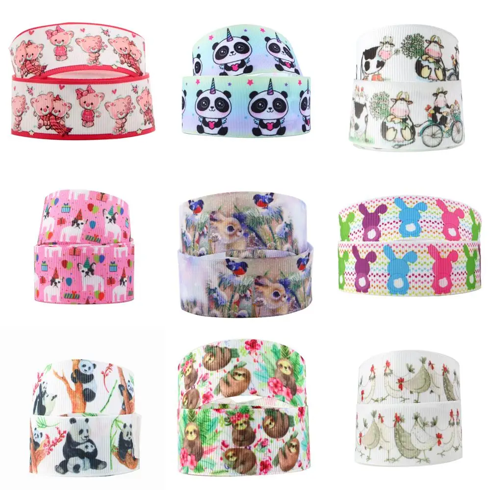 5yards-25mm-Rabbit-Panda-Elephant-Printed-Grosgrain-Ribbon-for-Wedding ...