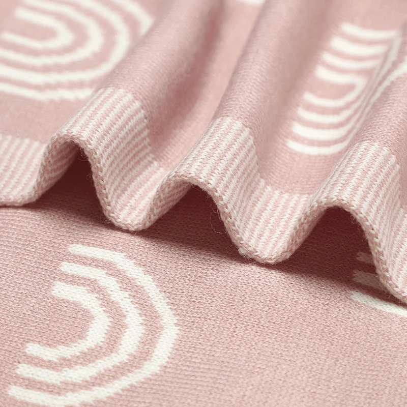 Multi-use Baby Receiving Blankets Newborn Swaddle Wrap Stroller Bed Blanket for Toddler Boy Girl Rainbow Knitted Throw Quit
