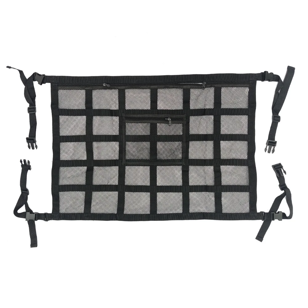 Rede Teto Carro Kaskawise - 75x50cm - 4 Fivelas - Bolsos Com Zíper - Organizador SUV