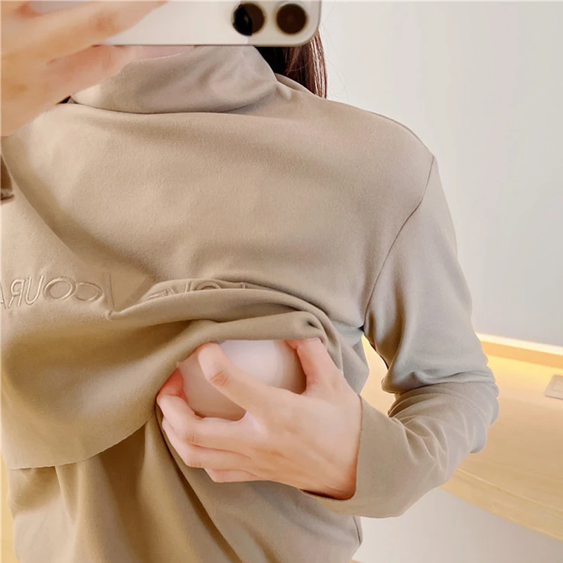 Maternity High Collar German Fleece Warm Nursing Clothes For Nursing Hoodies Mothers Breastfeeding Clothes Pregnant Clothes P14 6
