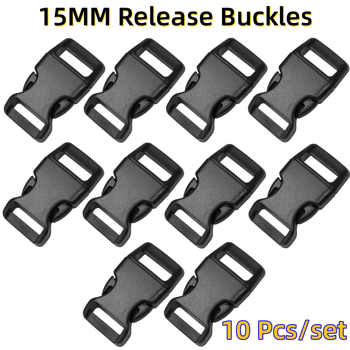 10pcs Quick Side Release Buckle Clip for Paracord Bracelet Outdoor Backpack Bag Strap 15mm Plastic Curved