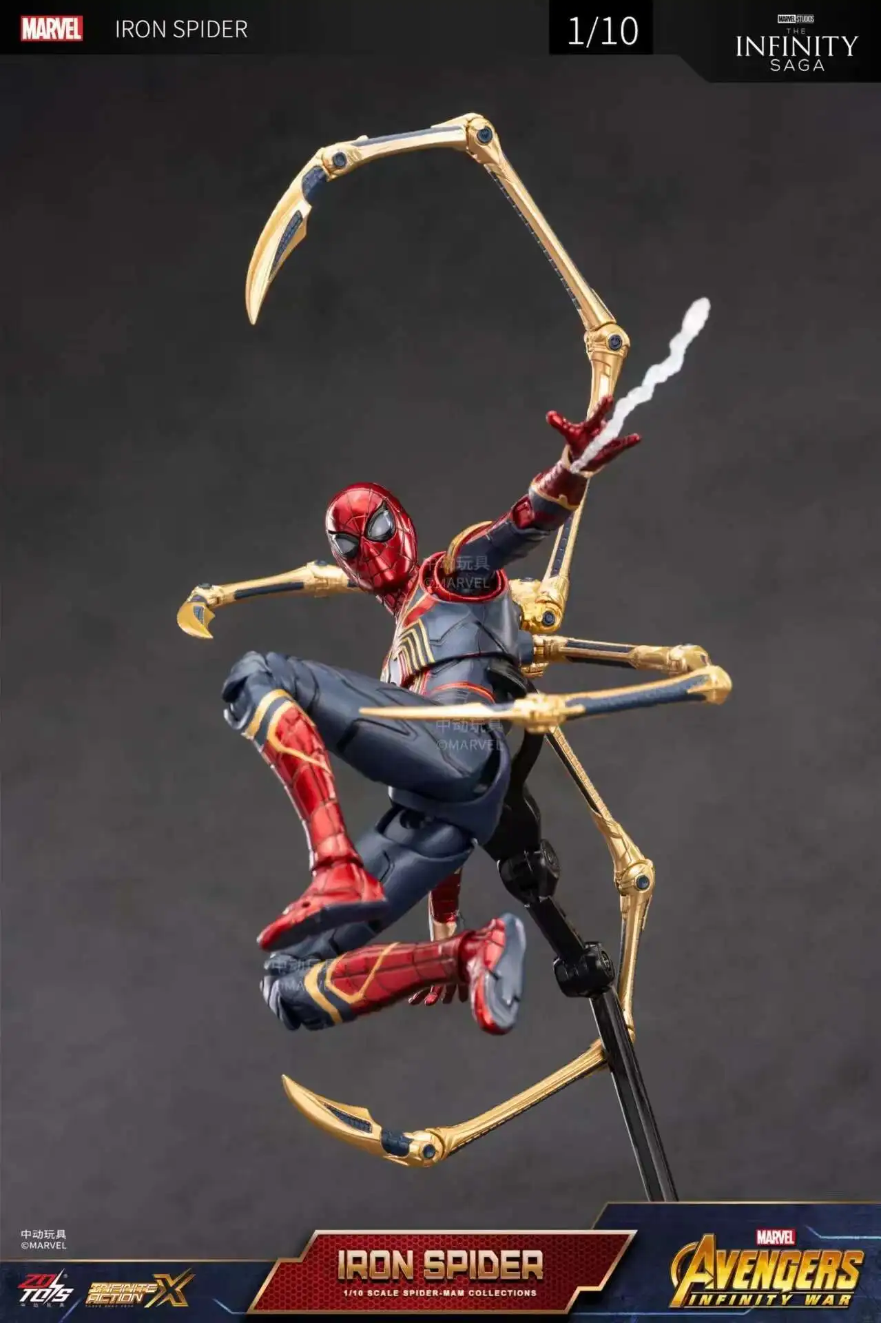 Original Iron ZD Spider 2.0 Spider Man legends 1/10 Peter Parker Gold Black Model Action Figure Collectible Toy For Kids