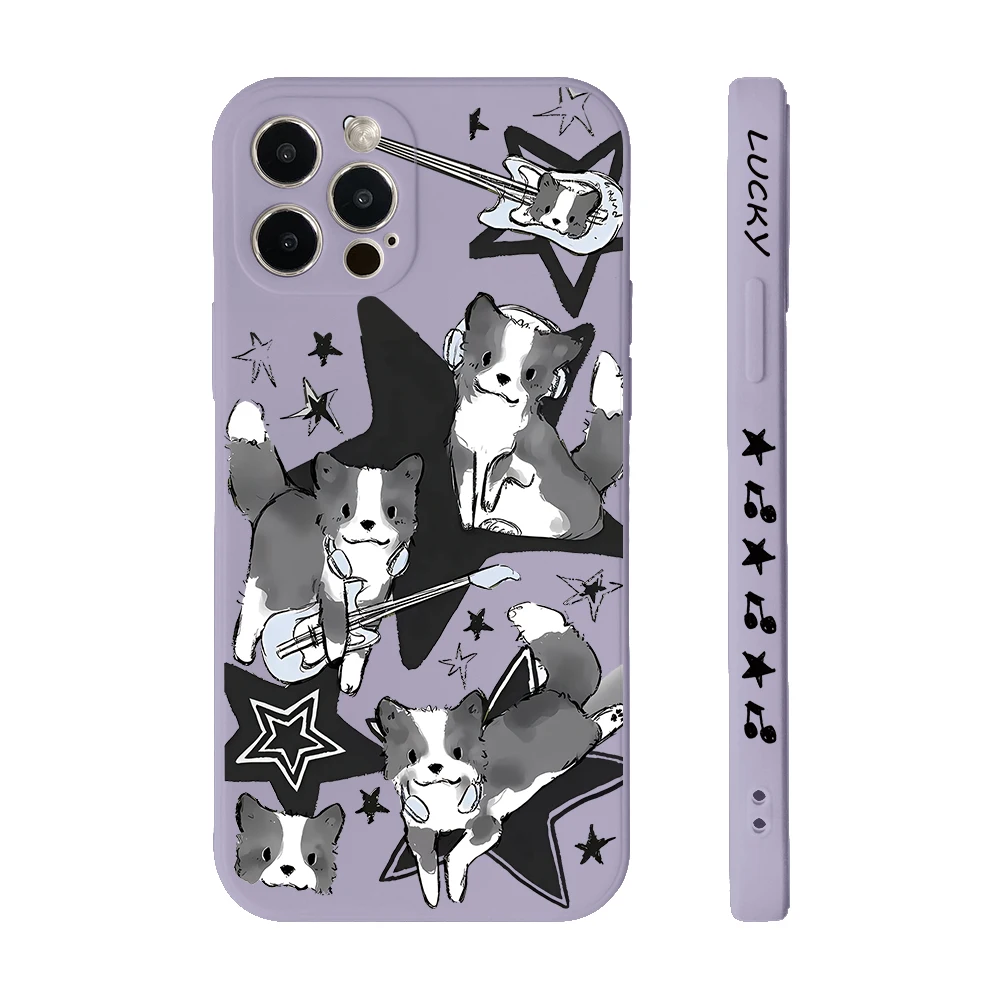 Musical Guitar Dog Design Phone Case - Straight Edge Cover