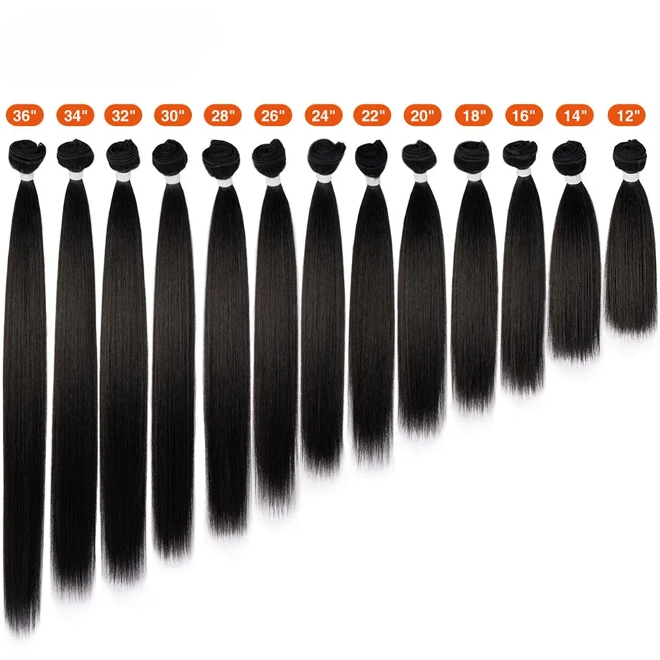 24-36 Inch Synthetic Bone Straight Hair Extensions Ombre Blonde Fake Hair Bundles Super Long Straight Full to End