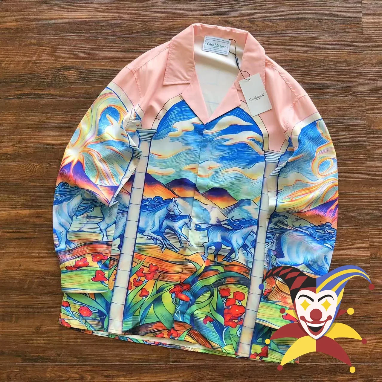 

2024 new Colorful Horse Print Casablanca Shirts Men Women Long Sleeved Shirt Top Tees Men's casual T-shirt