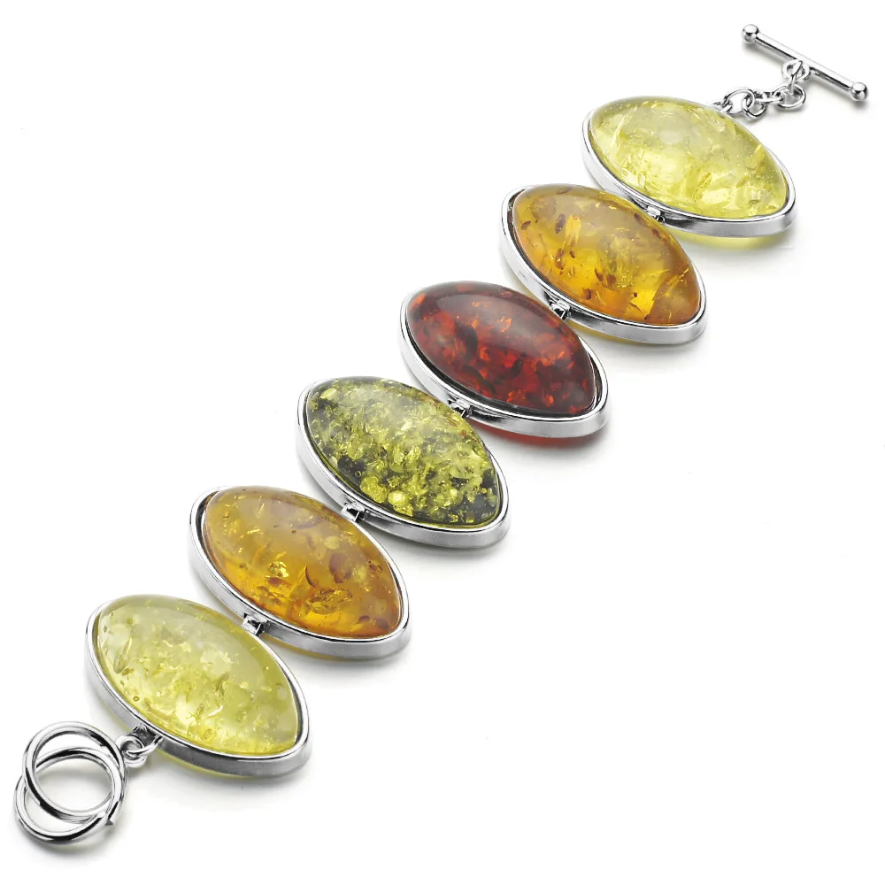 Elegante Braccialetto A Maglie Multicolori Flossy Baltic Honey Per Gioielli Da Donna Per Ragazze L80201