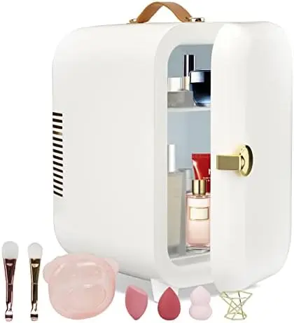 

Mini Fridge, 6 Liter/8 Cans Small Skincare Fridge, AC/DC Portable Mini Refrigerator, Compact Plug In Cooler and Warmer for Bedro