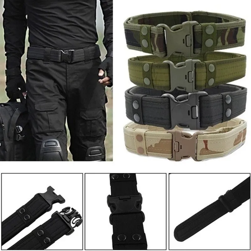 125cm Tactical Belt Military Combat Belts Outdoor Multifunctional Training Canvas Waistband Quick Release Camouflage Waist Strap