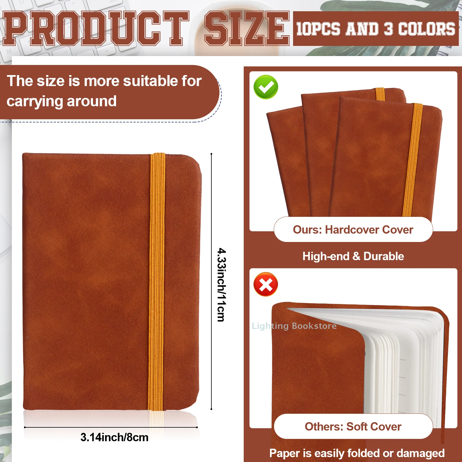 10 Pcs Leather Pocket Notebook A7 Note Book Pocket Hardcover Notepad 3 X 4 Inch Mini Notepad Tiny Lined Journal Notebook With El