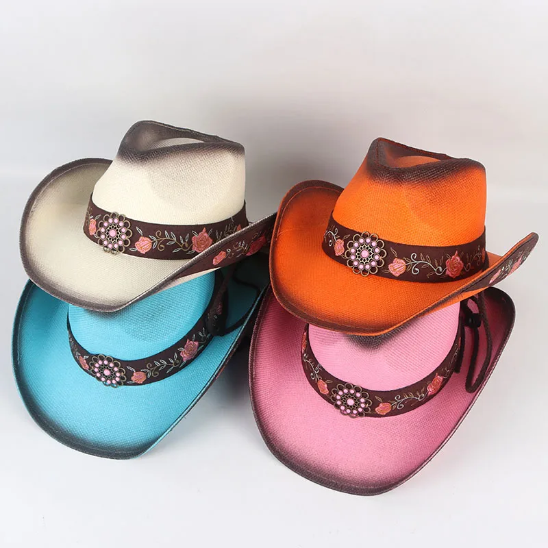 Western Women Straw Cowgirl Hats for Summer