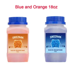 Waterproof Reusable Silica Gel Beads Moisture Absorber - 18oz Blue/Orange Bottle (Blue and Orange 18OZ)