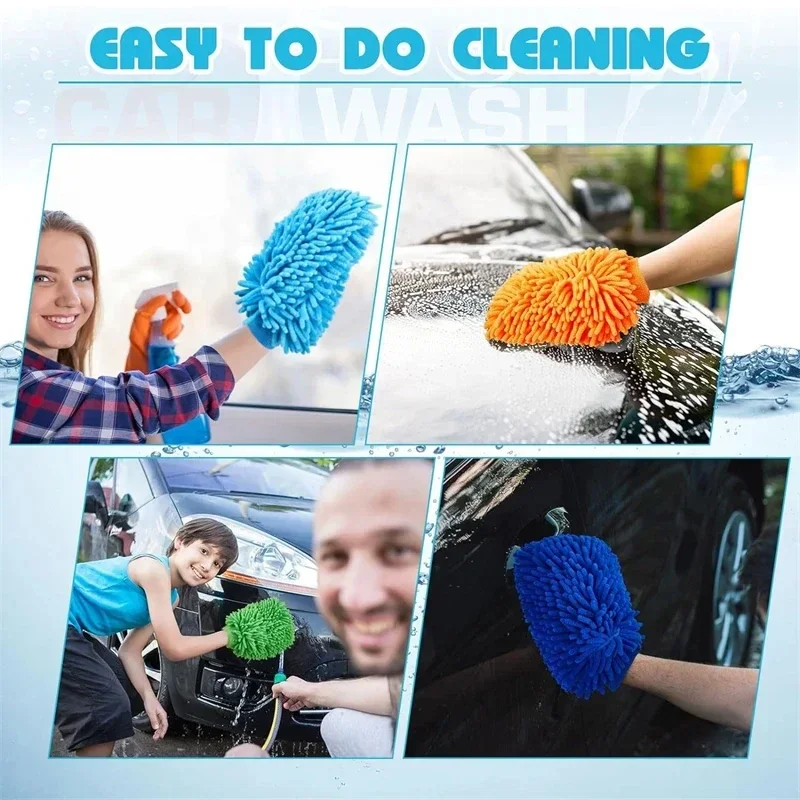 Microfiber Gloves 1/5pcs Car Wash Gloves Ultra Absorbent Wash Car Sponge scratch Free Microfiber car cleaning Tool