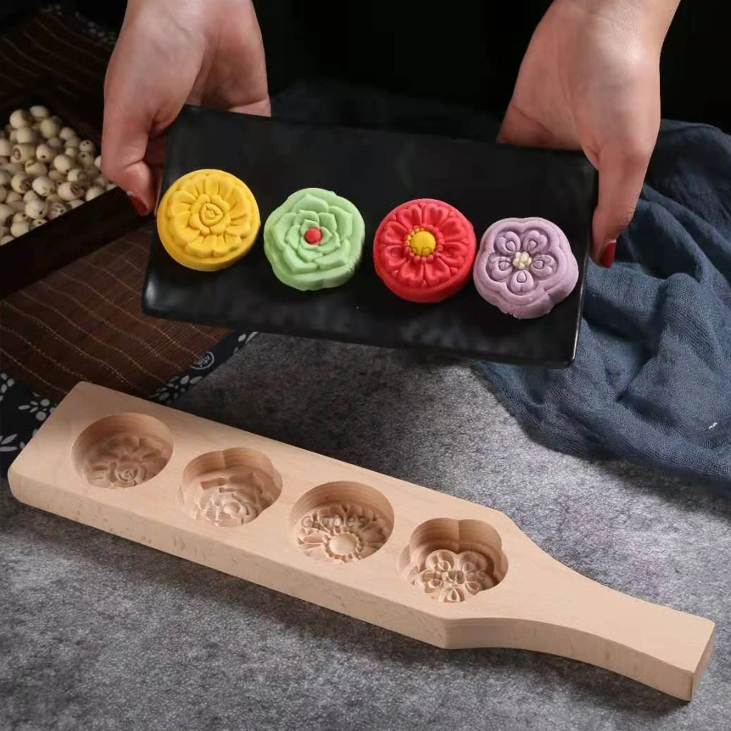 Wooden Cookie Molds for Baking, Moon Cake Molder, Cookie Stamps