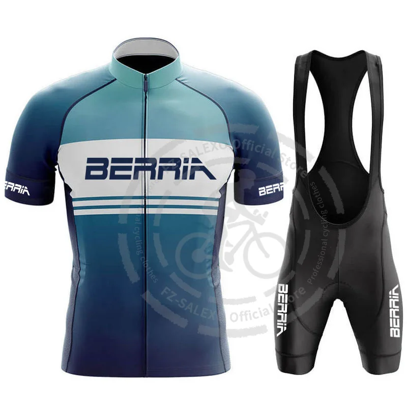 BERRIA Cycling Jersey Set Men Short Sleeve Cycling Clothing Summer MTB Bicycle Bib Shorts Breathable Road Bike Shirt Suit