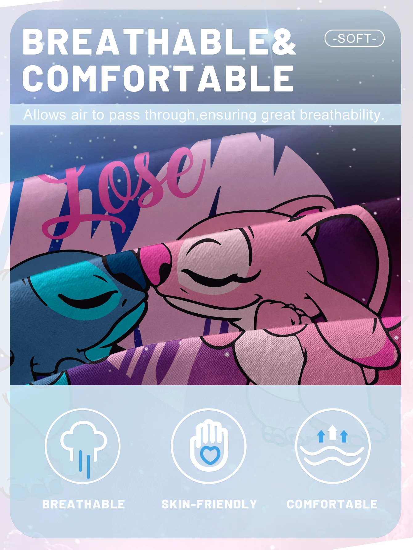 1 cartoon cute Stitch pattern digital printed frosted Fitted Sheet,bedroom printed bed cover,bedding(No pillowcase) 5