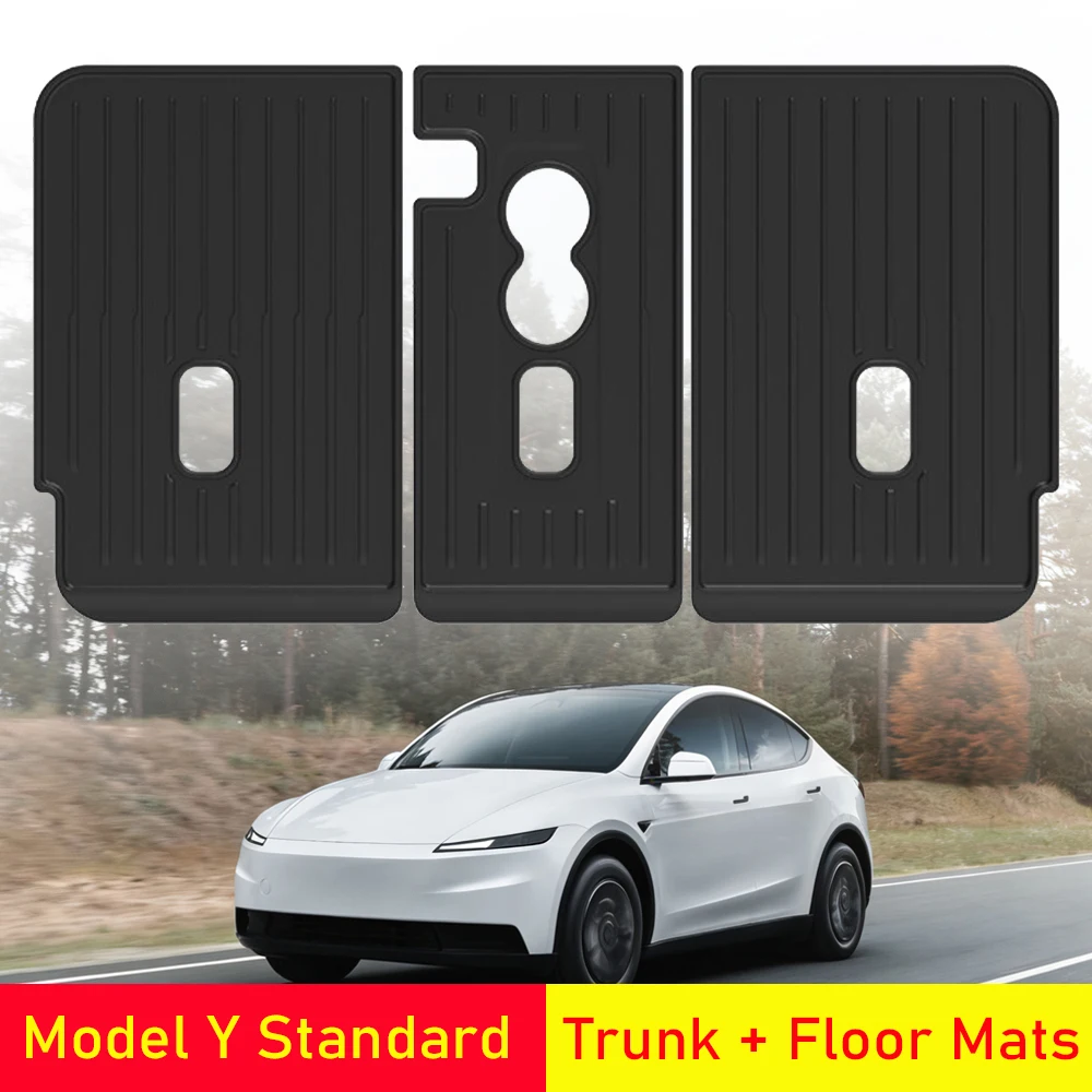 Fußmatten für Tesla Model Y 2026 2025 Standard-Kofferraummatte, Laderaumauskleidung, Rückenlehnenpolster (nicht passend für Model Y Premium und Performance)
