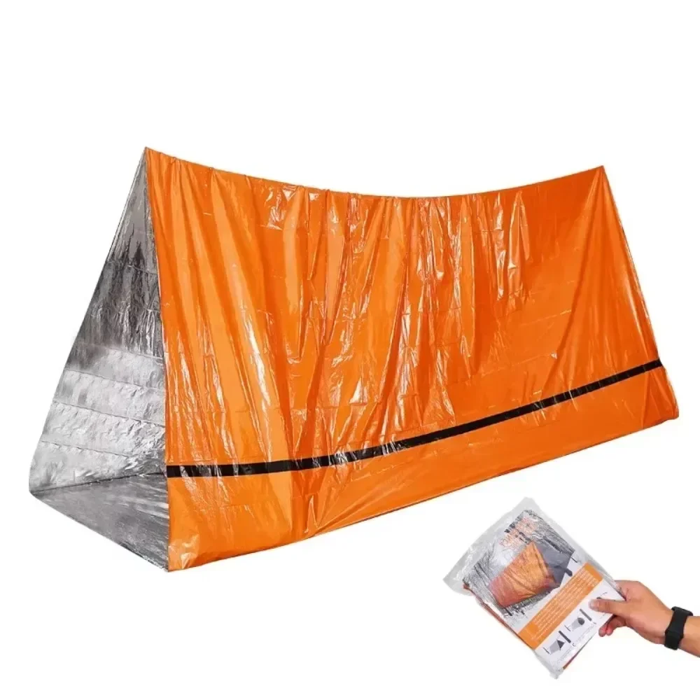 Hiking Emergency Survival Blanket Tent-Windproof Waterproof Foil Thermal Shelter for Camping Outdoor First Aid Rescue