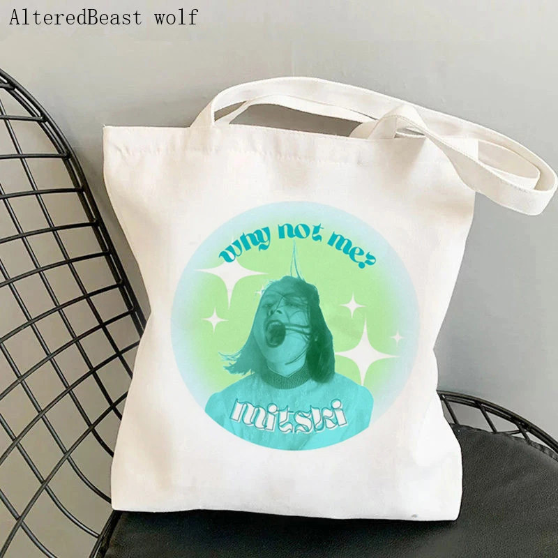 Women Shopper bag Mitski personne Printed Kawaii Bag Harajuku Shopping Canvas Shopper Bag girl handbag Tote Shoulder Lady Bag