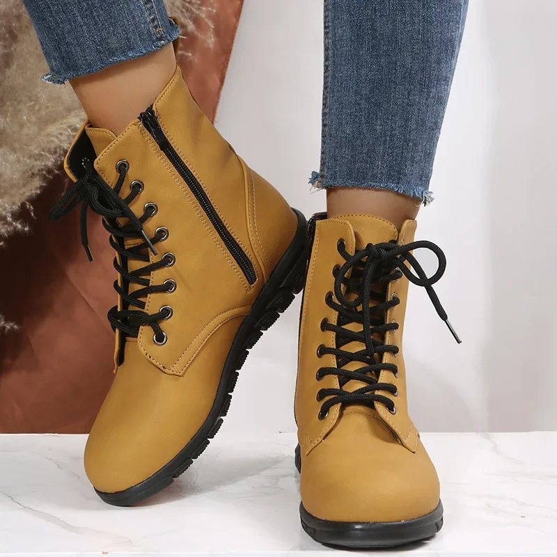 

2023 Fashion Women Genuine Leather Boots Black Platform Chaussure Femme Comfort Winter Ankle Boots Luxury Motorcycle Shoes