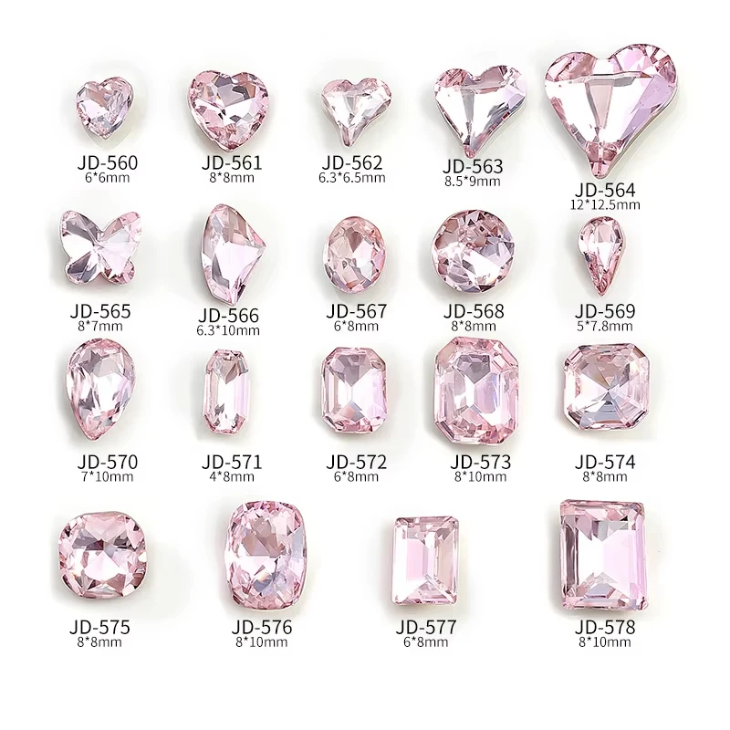 Chic Rhinestone Love Heart & Butterfly Nail Art Charms Set - 10PCS