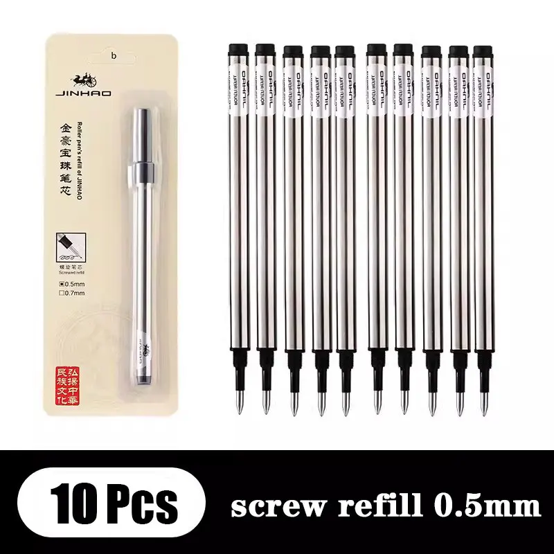 Jinhao Rollerball Pen screw refill 0.5mm 0.7mm Spiral Signature Replacement refill Blue ink 5