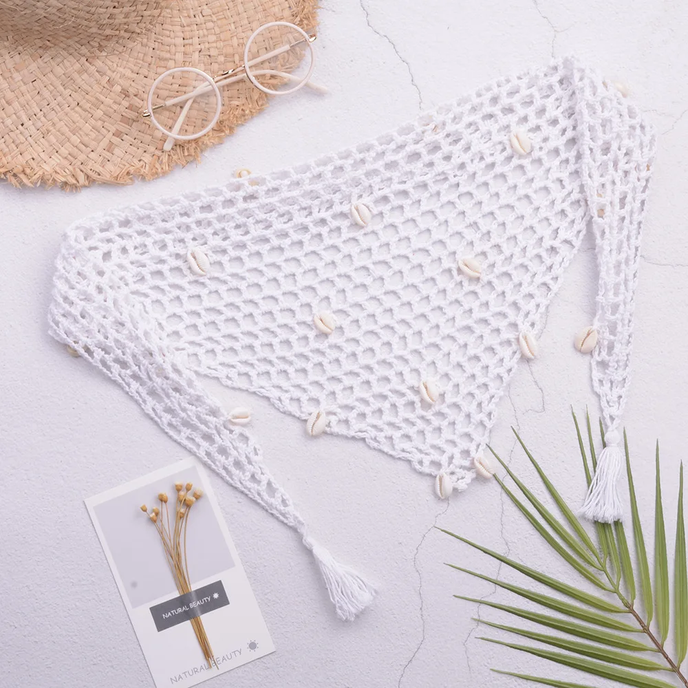 Fashionable Children's Decor Paired with Shell Swimming Pool Beach Versatile Hollowed Out Shawl
