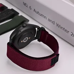 BISONSTRAP Adjustable Adhesive Nylon Watch Strap - Looped and Replaceable Quick Release - 22mm (Wine Red)