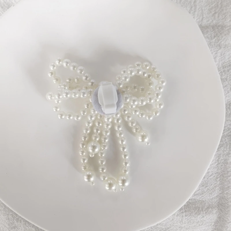 Sweet Bowknot Shoe Buckle with Pearl Shoe Clip High Flower for Enthusiast K3ND