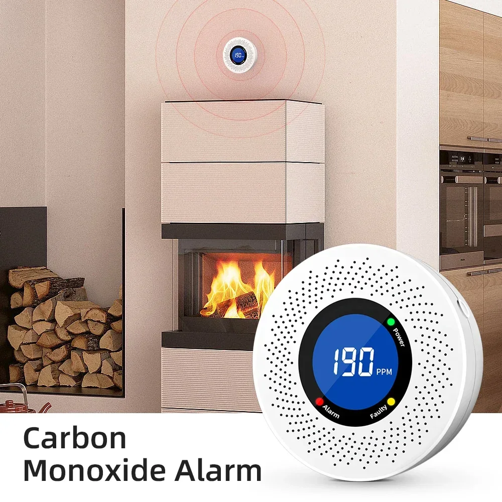 Carbon Monoxide Detectors Powered By Batteries With Digital Display Alarm Sensors Easy To Install Applicable To Home Warehouse