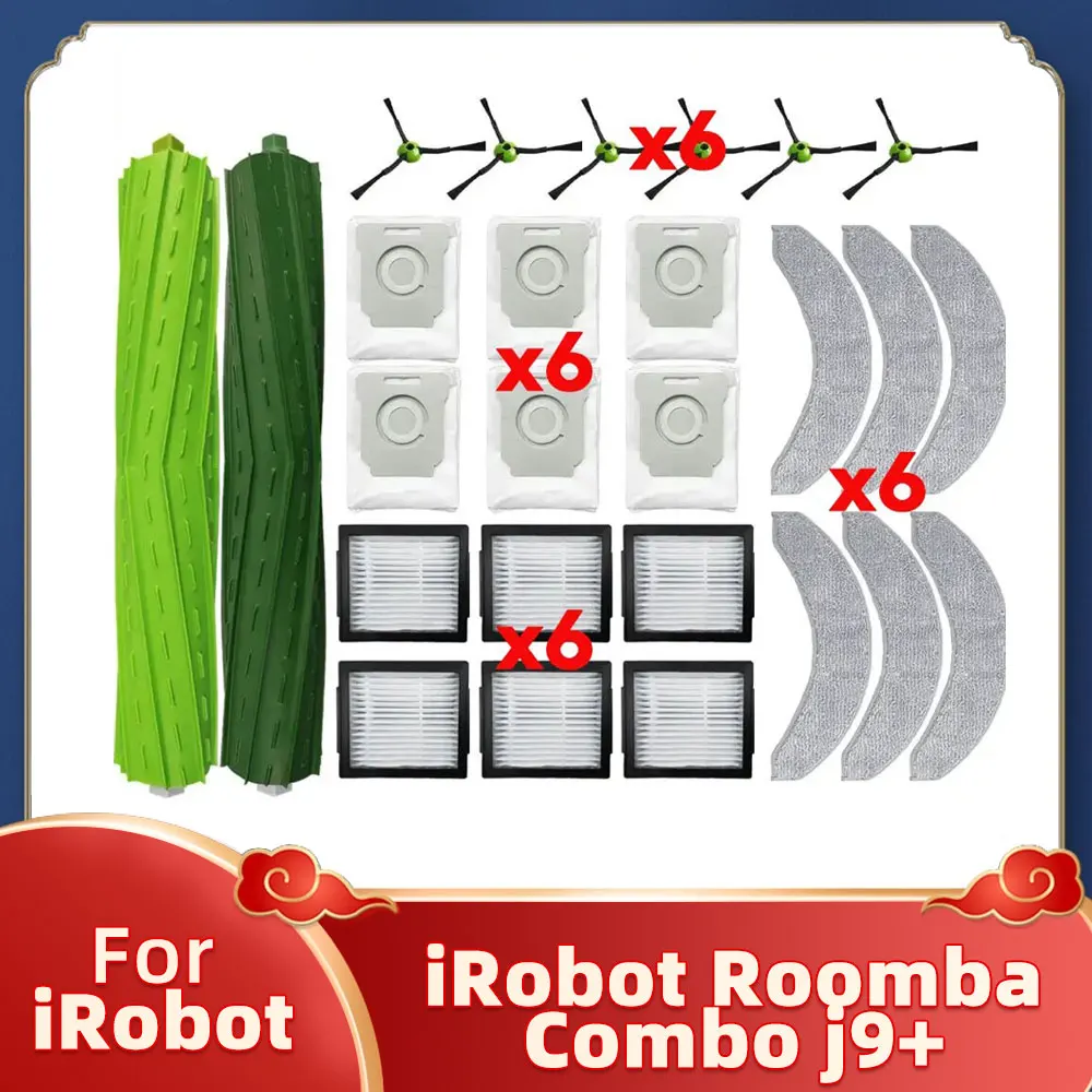 Compatível com Irobot Roomba Combo J9+ J7+ Aspirador de pó Robô Peças de Reposição Escova Lateral Principal Filtro Hepa Pano de Limpeza Bolsa de pó Substituições