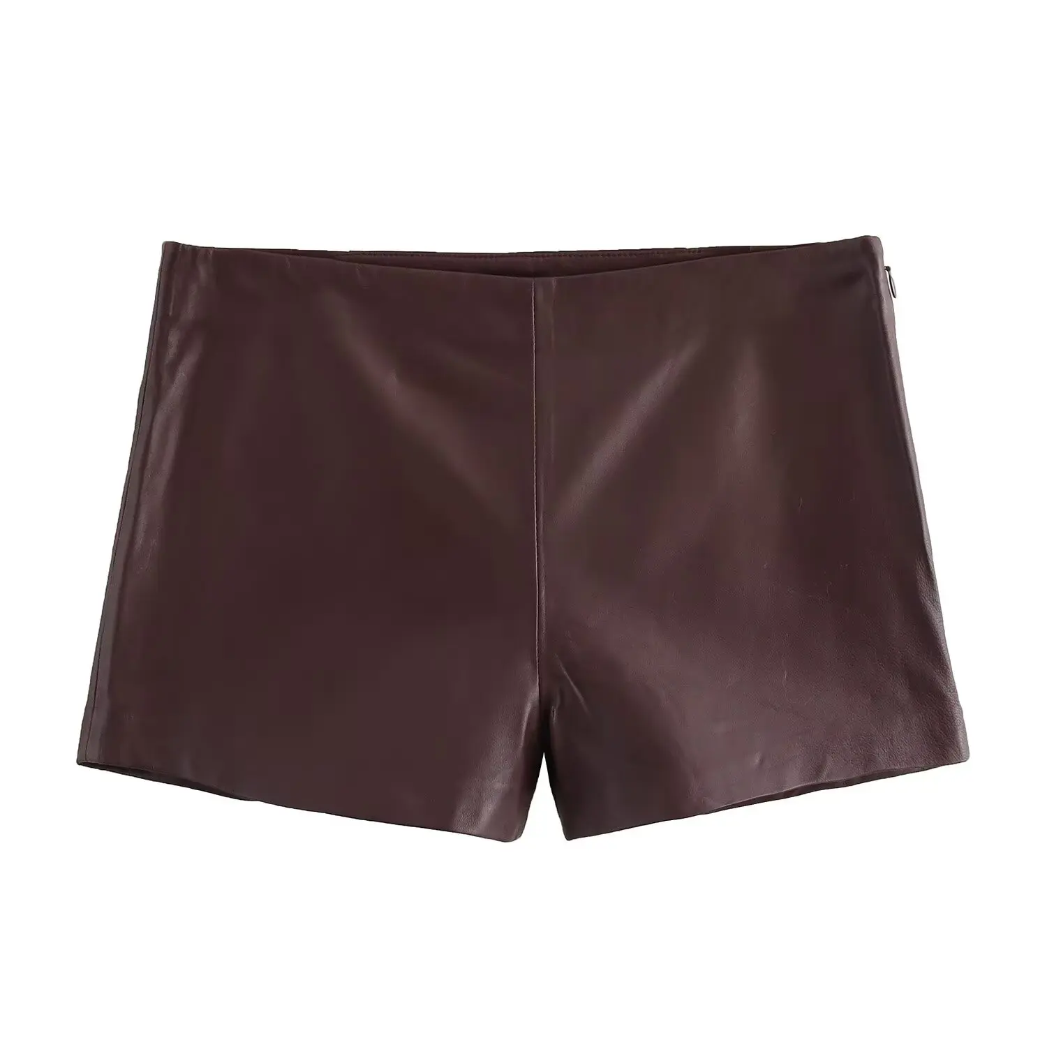 HH TRAF Conjuntos de mujer de verano con cuello redondo, sin mangas, de cuero, top sencillo y pantalones cortos con cremallera lateral elástica y cintura alta para mujer