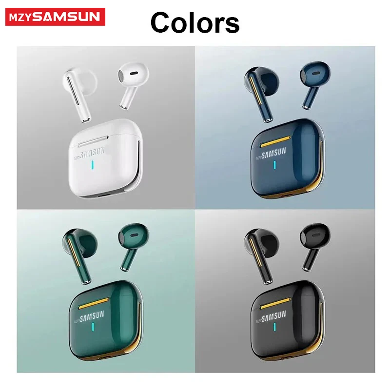 MZYSAMSUN H6 무선 헤드셋, 블루투스 5.2 이어버드, TWS 인이어 헤드폰, 터치 컨트롤, 게임 모션, 마이크 헤드셋
