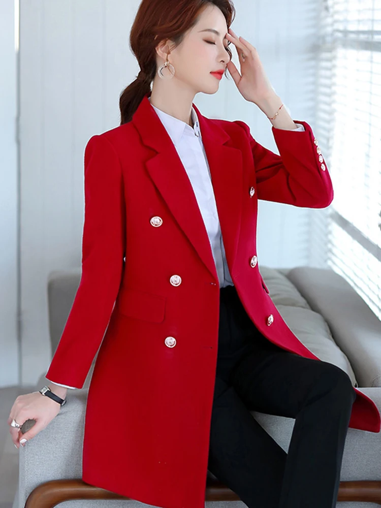 Women's Winter jacket Fashion Casual Long Coat Ladies Office Wear Winter Elegant Female Blazer Oversize