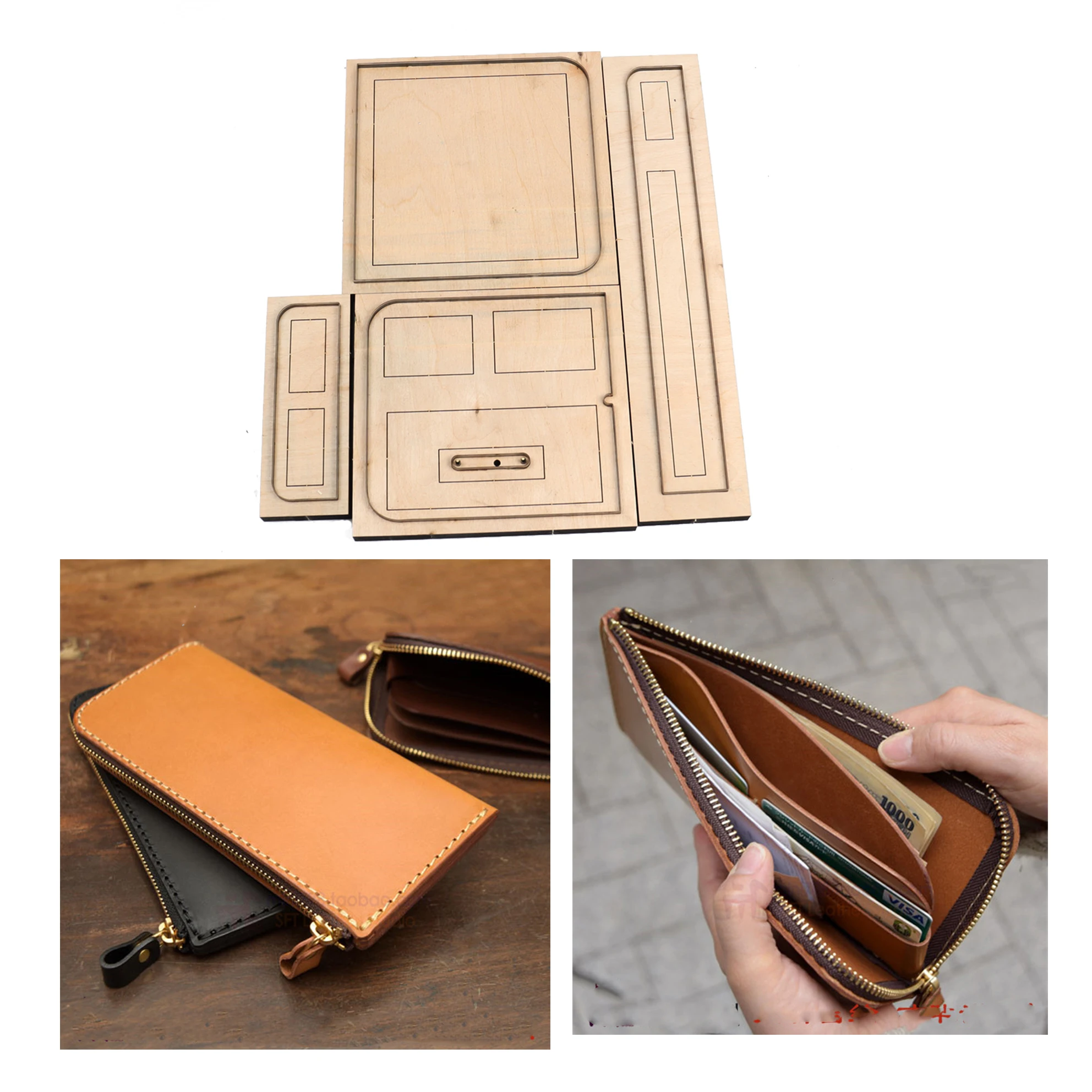 DIY leather handbag zipper wallet cutting dies iron knife mold metal hollowed 20.5x9.5x1.5cm