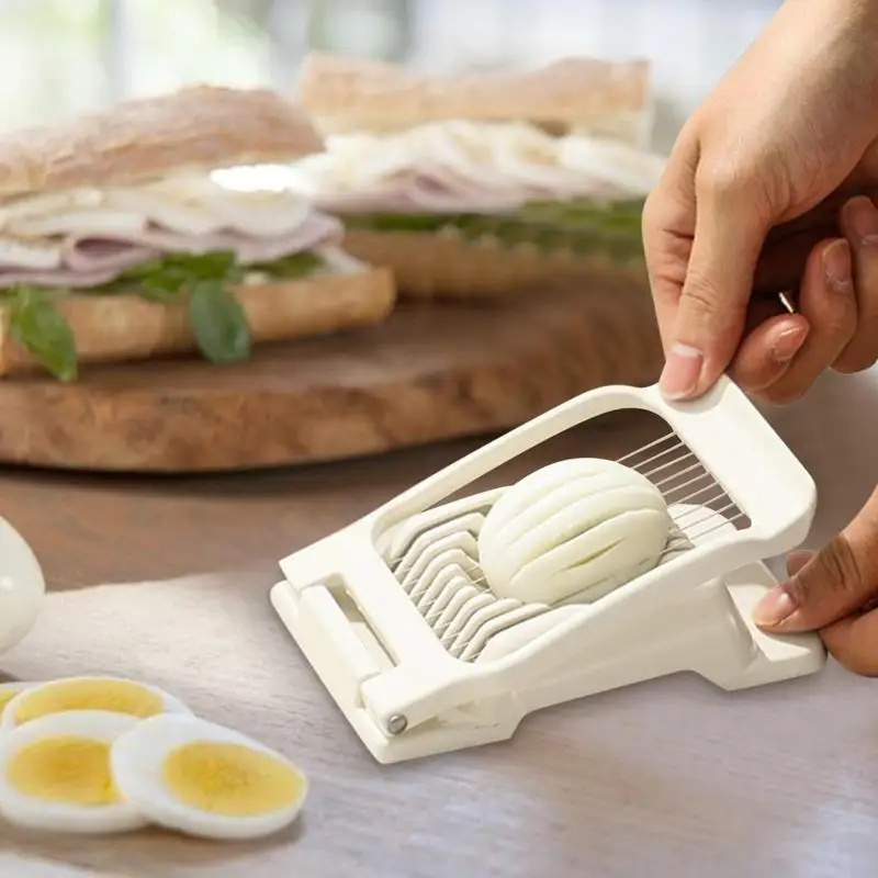 Stainless Steel Egg Slicer with Stainless Steel Cutting Wires  Multifunctional Boiled Egg Soft Food Slicer,Stainless Steel Boiled Egg Ham  Slicers Cutter Salad Egg Chopper Dicer,Wire Egg Slicer 