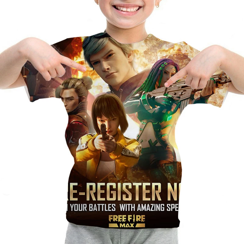 thumbnail image 1 of Camiseta con estampado 3D para niños, camiseta Free Fire 3D, camisetas casuales, camiseta de verano de manga corta con cuello redondo, ropa para niños Y2K, camiseta para niños, 1 of 5