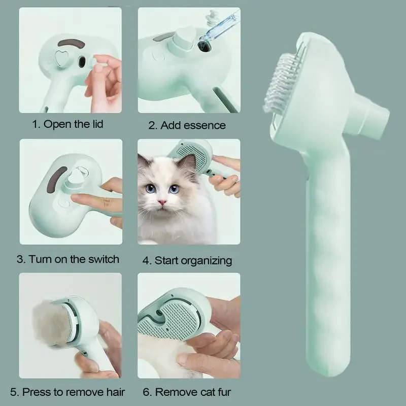 Spray Cat Brush for Shedding Hair Steamy Water Brush for Cats and Dogs Pet Hair Removal Comb with Water Tank and Release Button 3