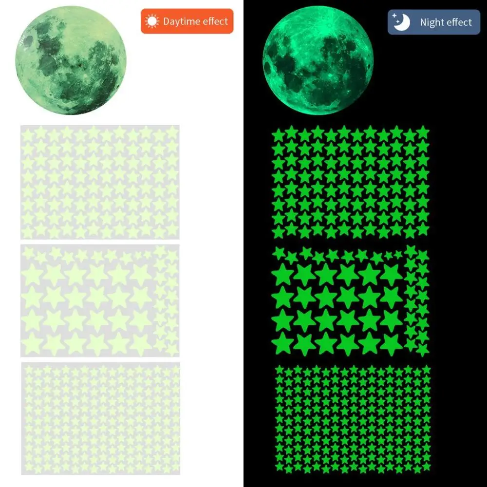 

Подарок, украшение для дома, «сделай сам», 3D наклейки на стену в виде луны и звезд для детской спальни, светящиеся наклейки, светящиеся в темноте, флуоресцентные, Full Luna