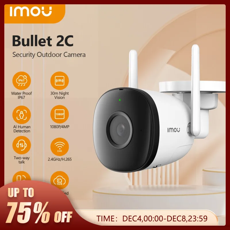  IMOU Wifi Outdoor Camera Bullet 2C 4MP 2MP Surveillance IP Camera Automatic Tracking Weatherproof AI Human Detection 