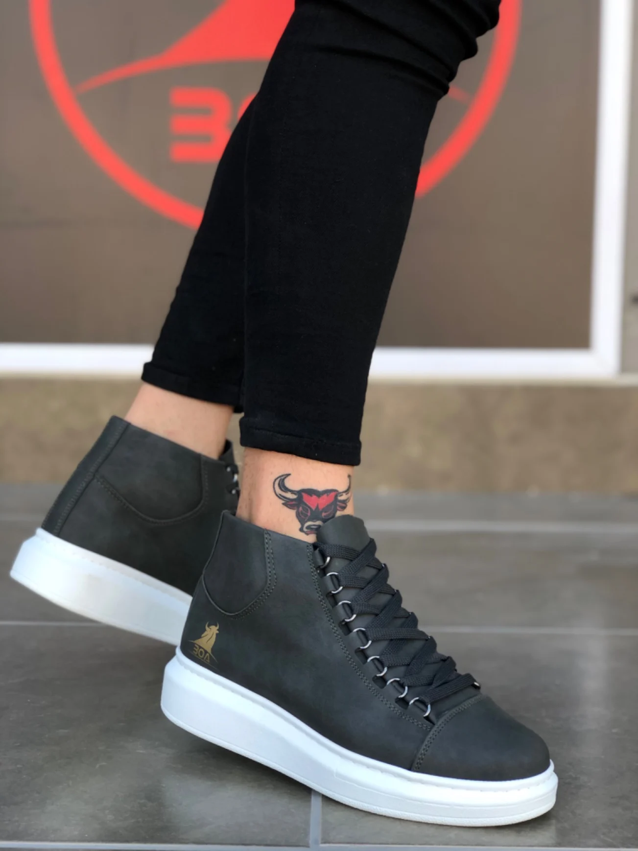Botas de media caña con cordones BA0032, color gris, suela alta| | -  AliExpress