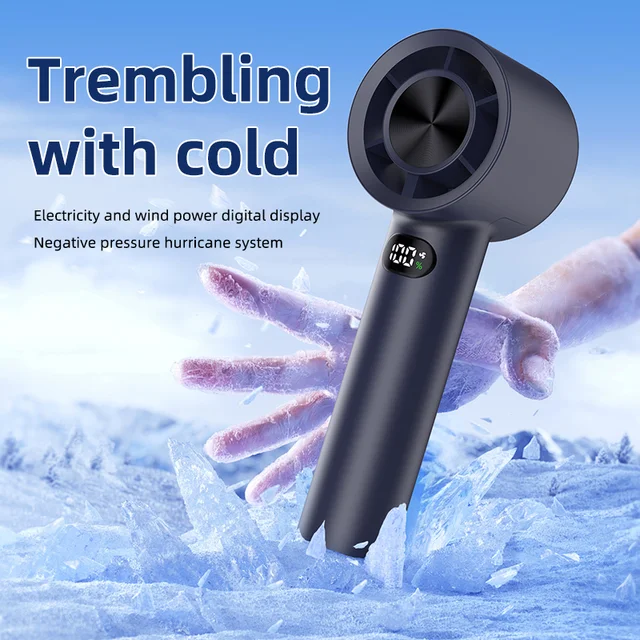 Mini Handheld Fan Portable Hook Turbo Fan Usb Rechargeable Led Display Screen Summer Cooling Outdoor Desktop Camping ElectricFan 1