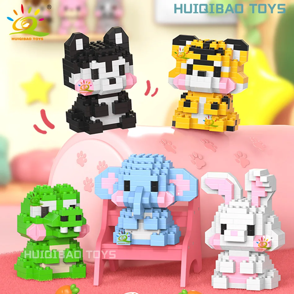 HUIQIBAO MINI Niedliches Haustier Tier Pinguin Modell Baustein Micro Set Stadt Cartoon Löwe Diamant Steine Lernspielzeug für Erwachsene – Detail 2
