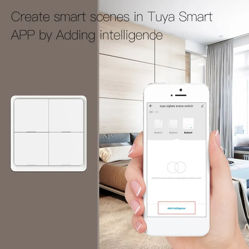 Фото Tuya ZigBee Smart Scene Switch 4 Gang 12 Scene Smart Home Scene Switch Button Поддержка Smart Life App Need Zigbee Gateway №3