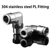 304 Stainless Steel Air Hose Fitting PL Pneumatic Pipe Connector 1/8 1/4 3/8 1/2 M5 BSP Quick Release Tube Fittings PL4 6 8 10