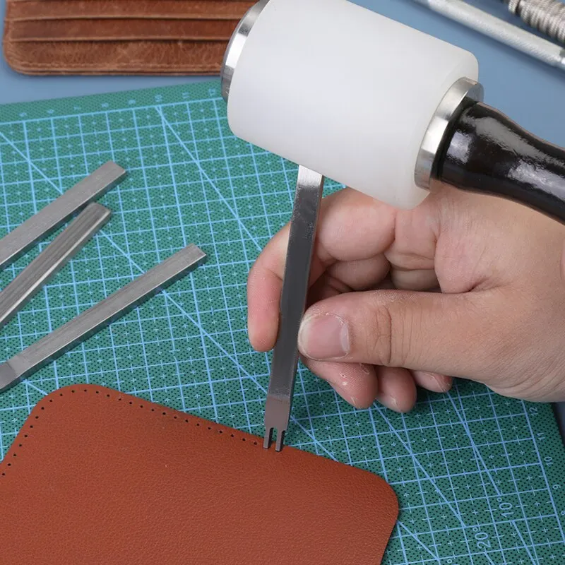 Leathercraft Tools Kit, 18Pcs Beech Handle Vintage Leather Craft Tool  Professional Manual Useful For DIY 
